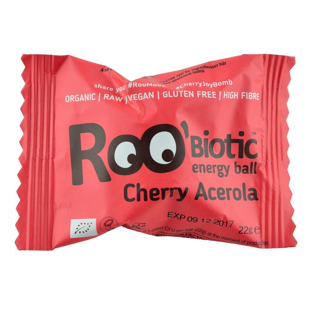 Energy ball Roobiotic cu Cirese si Acerola, Roobar, fara gluten, bio, 22 g