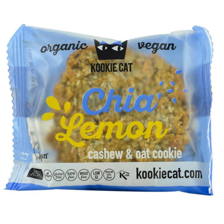 Cookie cu chia si lamaie, fara gluten, Kookie Cat, bio, 50 g