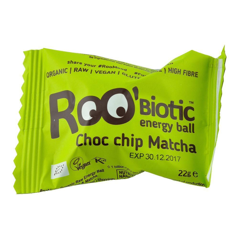 Energy ball Roobiotic cu Ciocolata si Matcha, Roobar, fara gluten, bio, 22 g