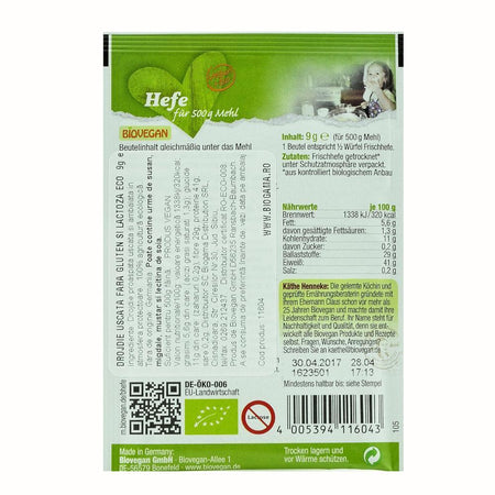 Drojdie uscata FARA GLUTEN SI LACTOZA, bio, 9g