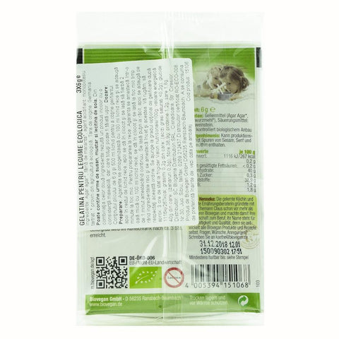 Gelatina pentru legume bio FARA GLUTEN, bio, 3x6g