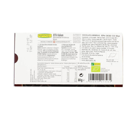 Ciocolata amaruie cu 85 cacao, bio, 80g - Republica BIO