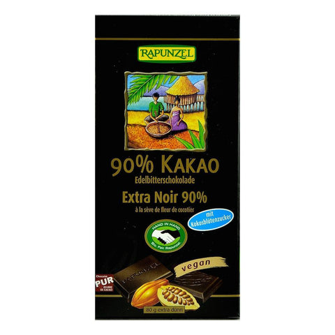 Ciocolata amaruie 90% cacao si zahar de cocos, Rapunzel, bio, 80 g