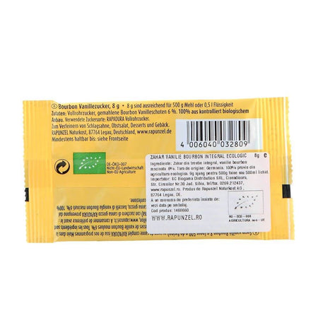 Zahar integral cu vanilie de Bourbon, bio, 8g
