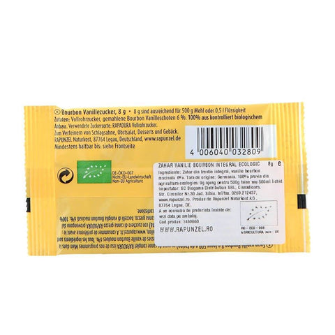 Zahar integral cu vanilie de Bourbon, bio, 8g