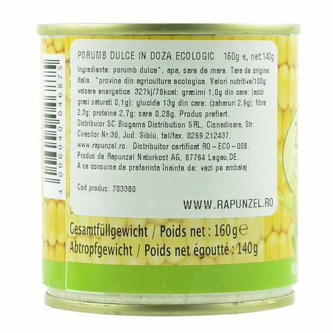 Porumb dulce prefiert Rapunzel, bio, 160 g