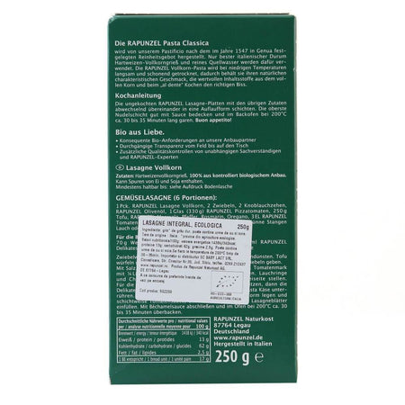Lasagna paste din grau integral, bio, 250g