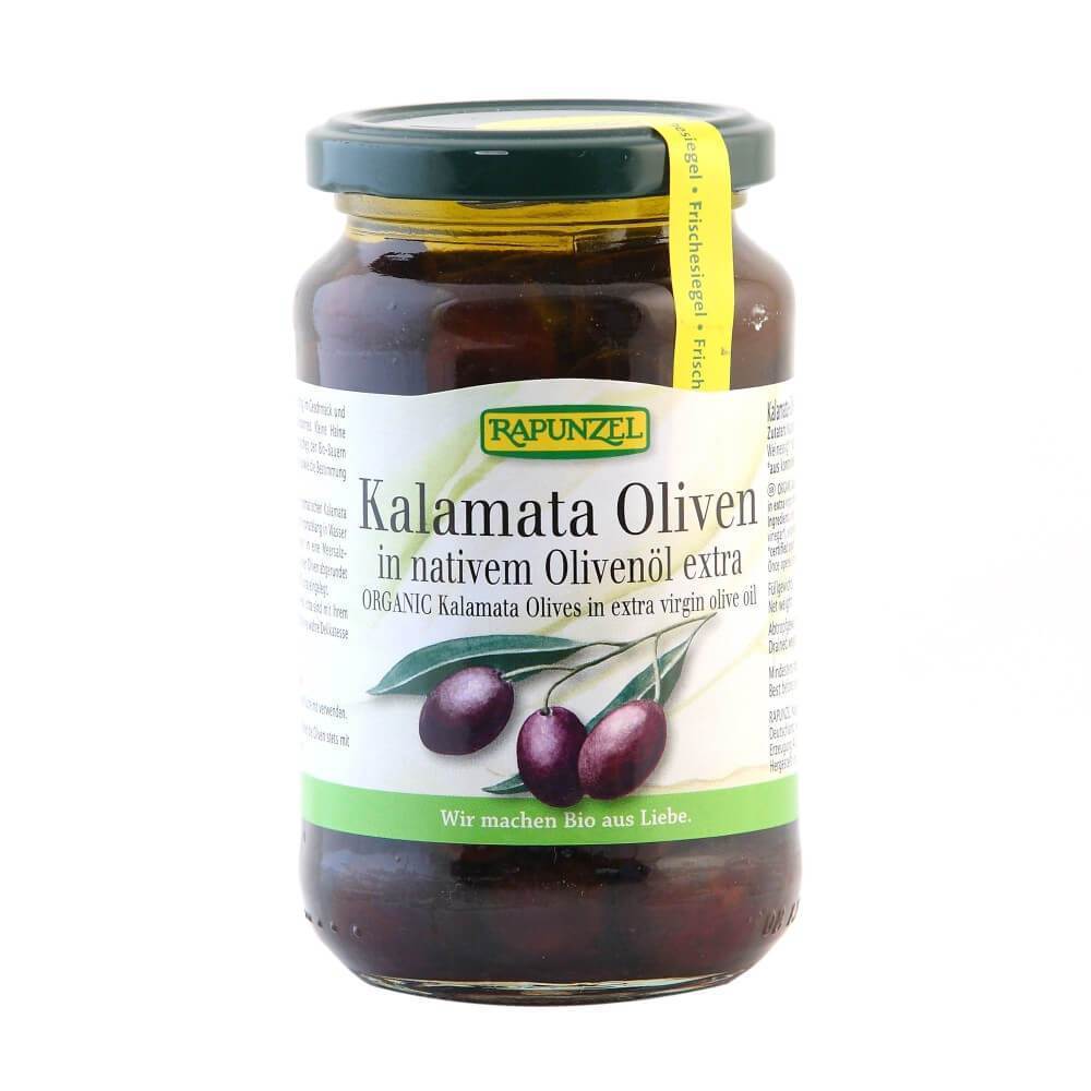 Masline Kalamata violet, cu samburi, in ulei de masline, bio, 335g