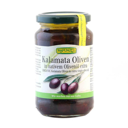 Masline Kalamata violet, cu samburi, in ulei de masline, bio, 335g