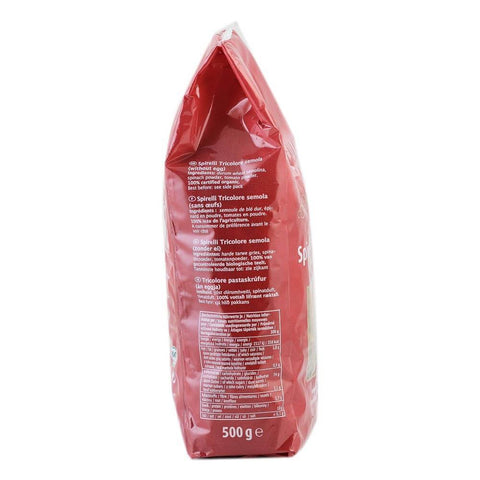 Spirelli din grau semola, tricolore, bio, 500g