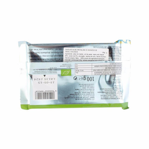 Ciocolata alba Cristalino cu bucatele de cocos, bio, 100g - Republica BIO