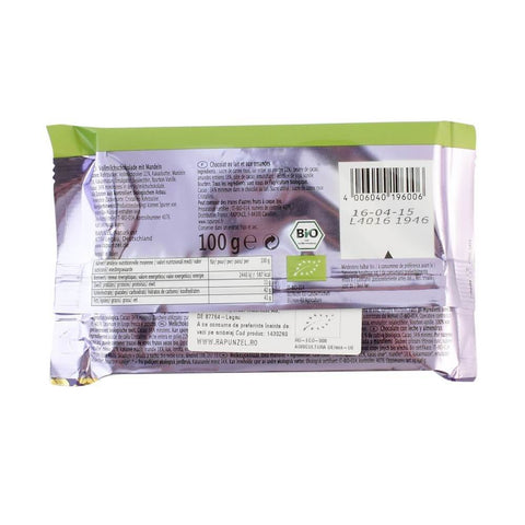 Ciocolata Cristalino cu lapte integral si migdale intregi, bio, 100g - Republica BIO