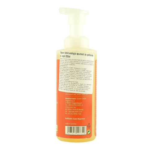 Sapun lichid spumant cu galbenele, pentru copii, (recipient dozator cu spumare), Sonett, 200 ml, bio