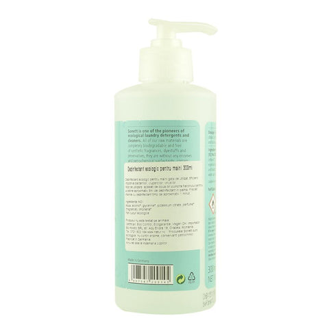 Dezinfectant lichid cu alcool vegetal pentru maini, Sonett, 300 ml, bio