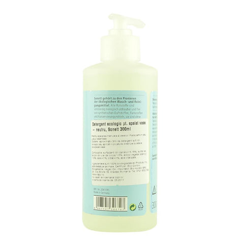 Detergent lichid pentru spalat vase neutru, Sonett,  300 ml, bio