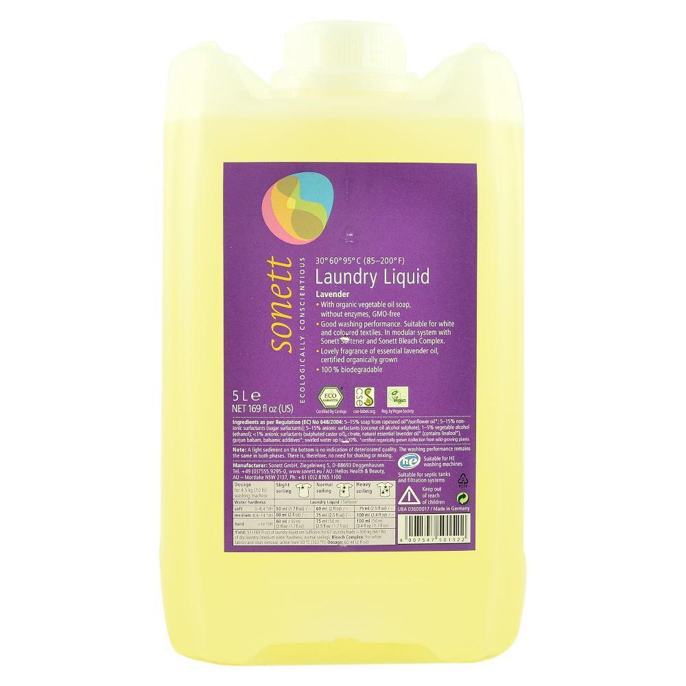 Detergent lichid pentru rufe albe si colorate, cu lavanda, Sonett, 5 l, bio
