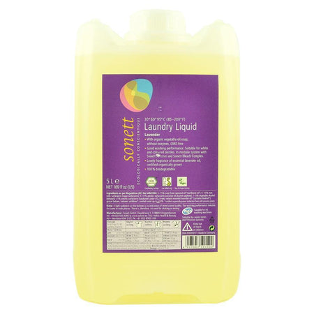 Detergent lichid pentru rufe albe si colorate, cu lavanda, Sonett, 5 l, bio