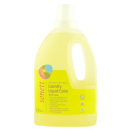 Detergent lichid pentru rufe colorate, cu menta si lamaie, Sonett, 1,5 l, bio