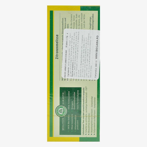 Ceai de lamaie si lamaita, 20 plicuri, Lebensbaum, bio, 30 g