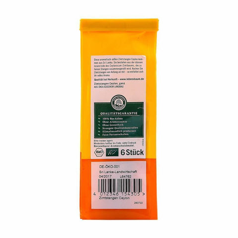 Scortisoara de Ceylon batoane, bio, 6 bucati, 13g