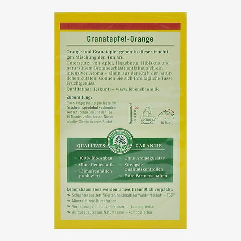 Ceai de rodie cu portocala, 20 plicuri, Lebensbaum, bio, 50 g