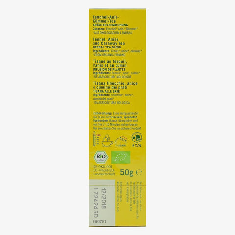 Ceai cu fenicul, anason si chimen, 20 plicuri, Lebensbaum, bio, 50 g