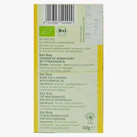 Ceai negru Earl Grey, 20 plicuri, Lebensbaum, bio, 40 g