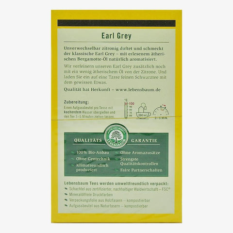Ceai negru Earl Grey, 20 plicuri, Lebensbaum, bio, 40 g