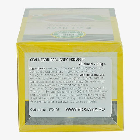Ceai negru Earl Grey, 20 plicuri, Lebensbaum, bio, 40 g