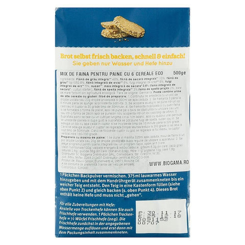 Mix de faina pentru paine integrala cu 6 cereale, Bauck Hof, bio, 500 g