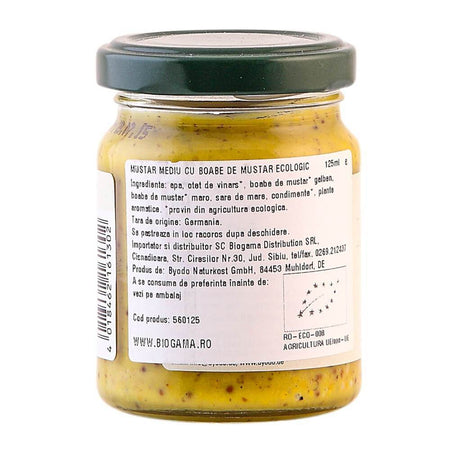 Mustar mediu cu boabe de mustar, fara gluten, bio, 125ml