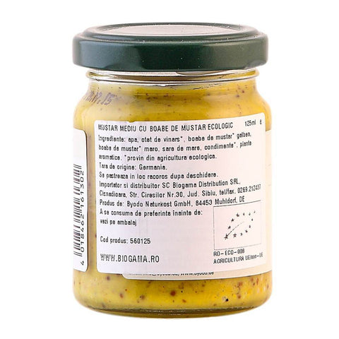 Mustar mediu cu boabe de mustar, fara gluten, bio, 125ml