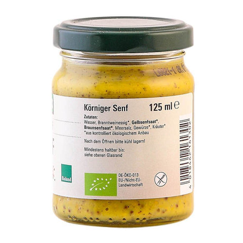 Mustar mediu cu boabe de mustar, fara gluten, bio, 125ml