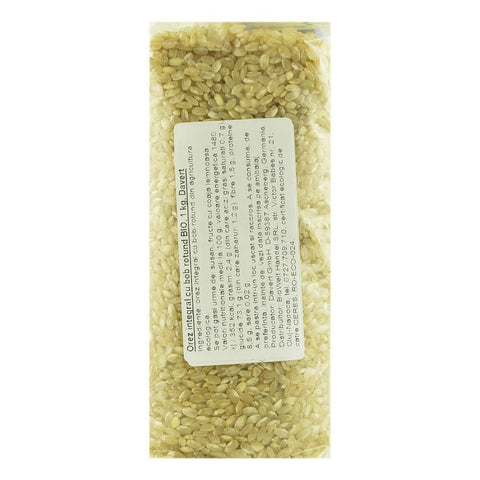 Orez integral cu bob rotund 1 kg Davert, bio