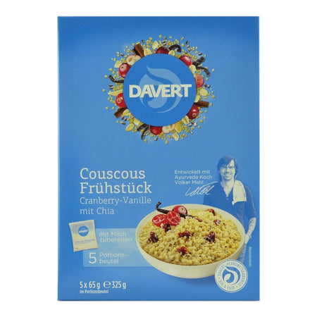Mic dejun din cuscus cu merisoare si vanilie 5 x 65 g Davert, bio