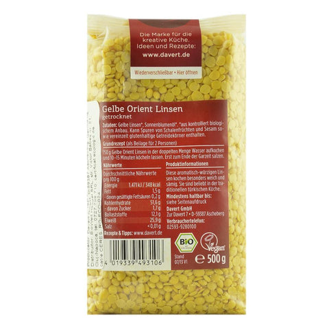 Linte galbena Orient 500 g Davert, bio