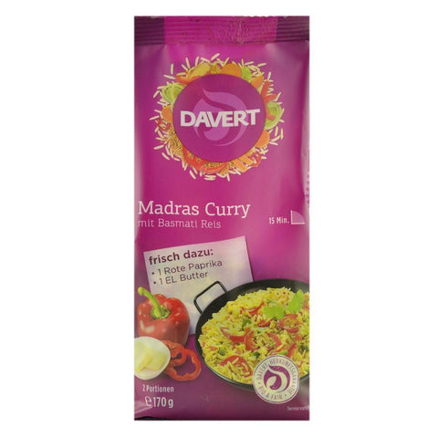 Curry Madras cu orez Basmati 170 g Davert, bio