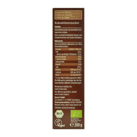 Zahar din floare de cocos 200 g Davert, bio