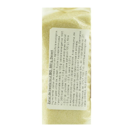 Zahar brut din trestie 500 g Davert, bio