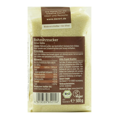 Zahar brut din trestie 500 g Davert, bio