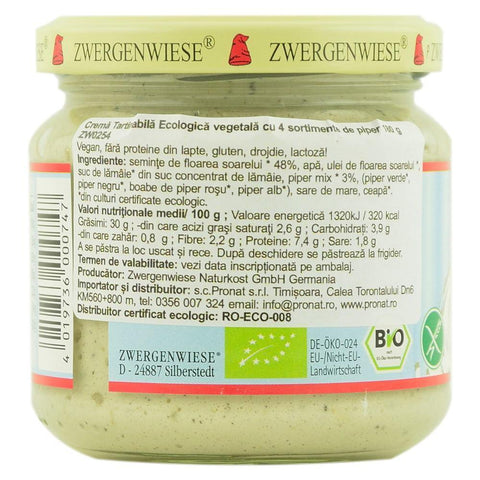 Pate vegetal cu 4 feluri de piper, Zwergenwiese, bio, 180g