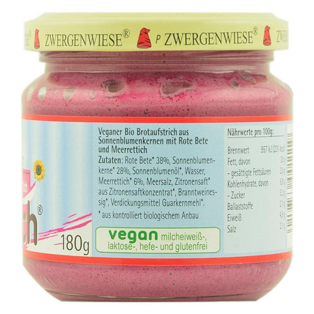 Pate vegetal cu sfecla rosie si hrean, Zwergenwiese, bio, 180g