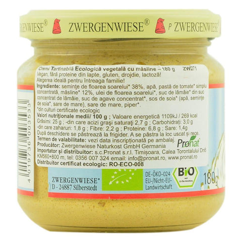 Pate vegetal cu masline, Zwergenwiese, bio, 180g