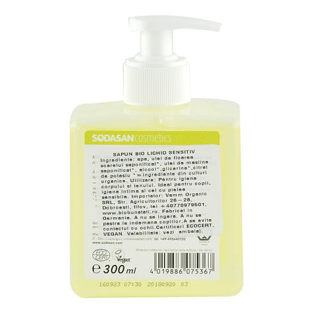 Sapun Lichid si Gel de Dus Sensitiv Sodasan, bio, 300 ml
