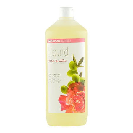 Sapun Lichid si Gel de Dus cu Trandafir si Masline Sodasan, bio, 1 l