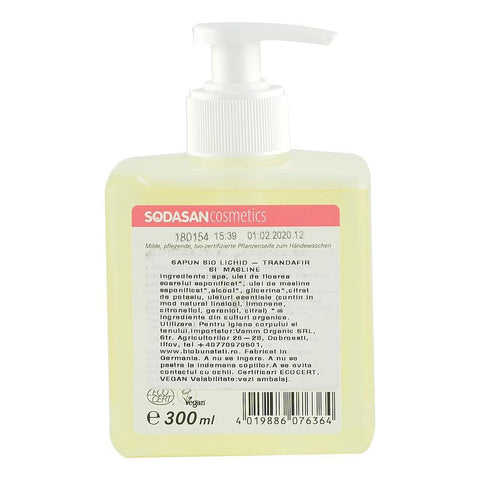Sapun Lichid si Gel de Dus cu Trandafir si Masline Sodasan, bio, 300 ml