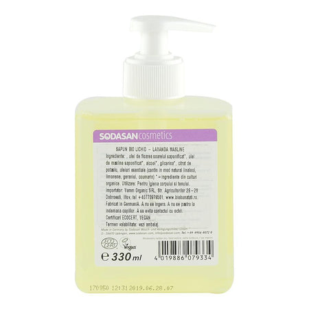 Sapun Lichid si Gel de Dus cu Lavanda si Masline Sodasan, bio, 300 ml