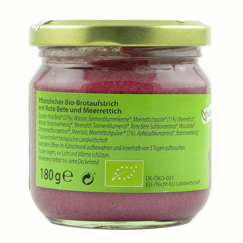Pate vegetal cu sfecla rosie si hrean, bio, 180g