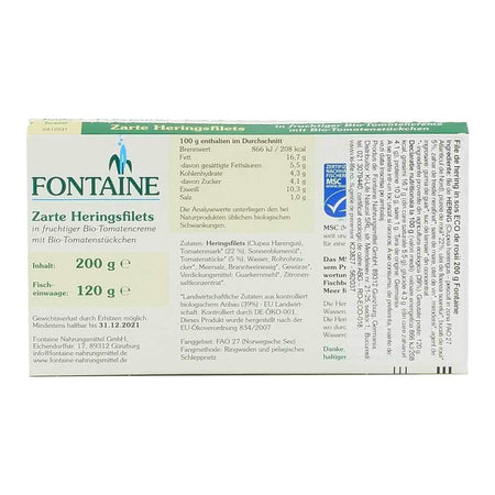 File de hering in sos bio de rosii Fontaine 200 g, conserva de peste