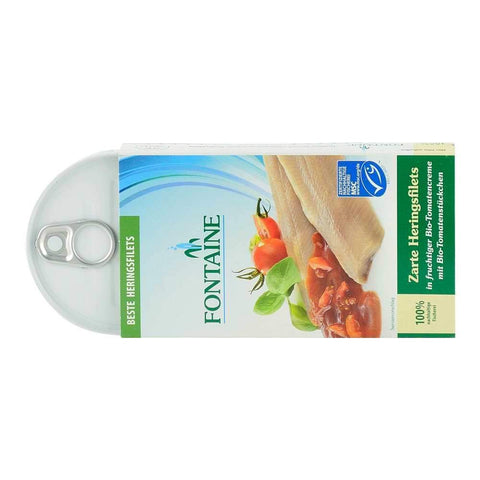 File de hering in sos bio de rosii Fontaine 200 g, conserva de peste
